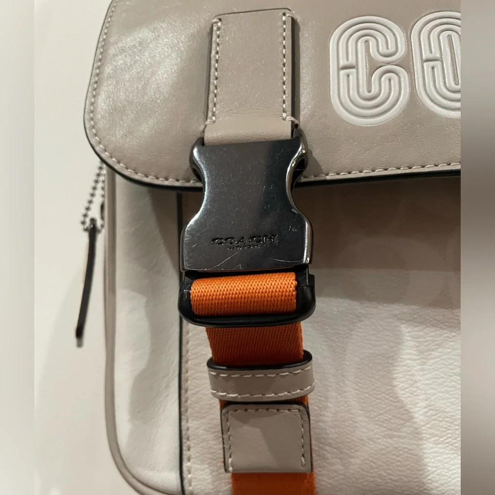 Coach Beige and Orange Messenger Bag - Picture 6 of 10